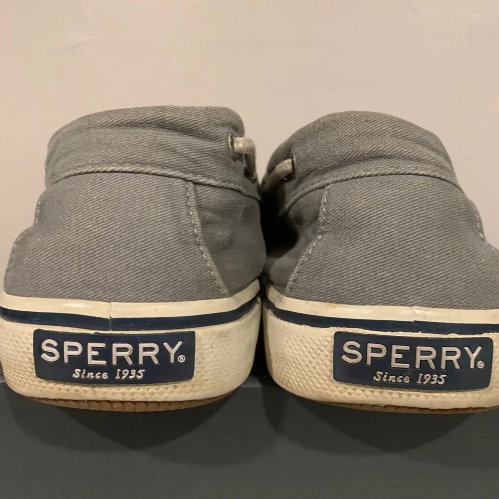 Sperry Boat Shoes Men 11.5M Grey Good Canvas Nautical Slip On Sneakers 0772830